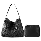 JINMANXUE Women Boston Bag Woven Vegan Leather