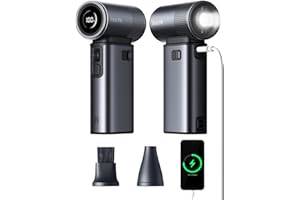 JISULIFE Portable Handheld Fan Ultra2 9000mAh, Max 25 Hrs, 5 IN 1, 100 Speed Turbo Fan, Rechargeable 18W Power Bank with Flashlight, Metal Shell Multi-Function Travel Essentials Gifts for Men-Grey