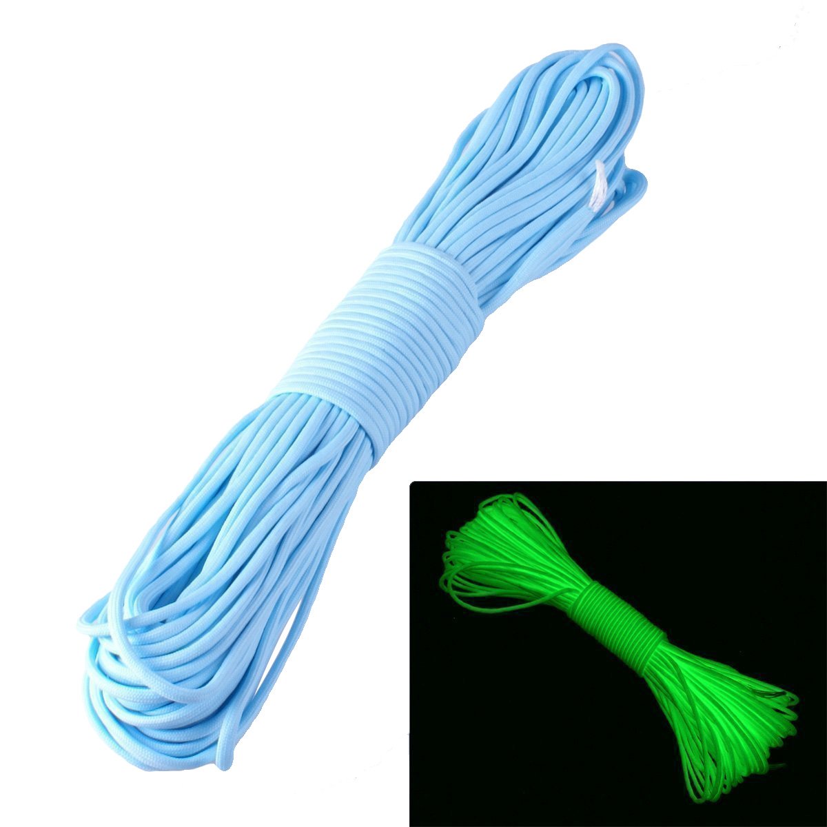 Paracord 550, Paracord 3Mm (Tm 9 Strand 550 Luminous Glow in The Dark Paracord Parachute Cord Blue 50Ft — image 1