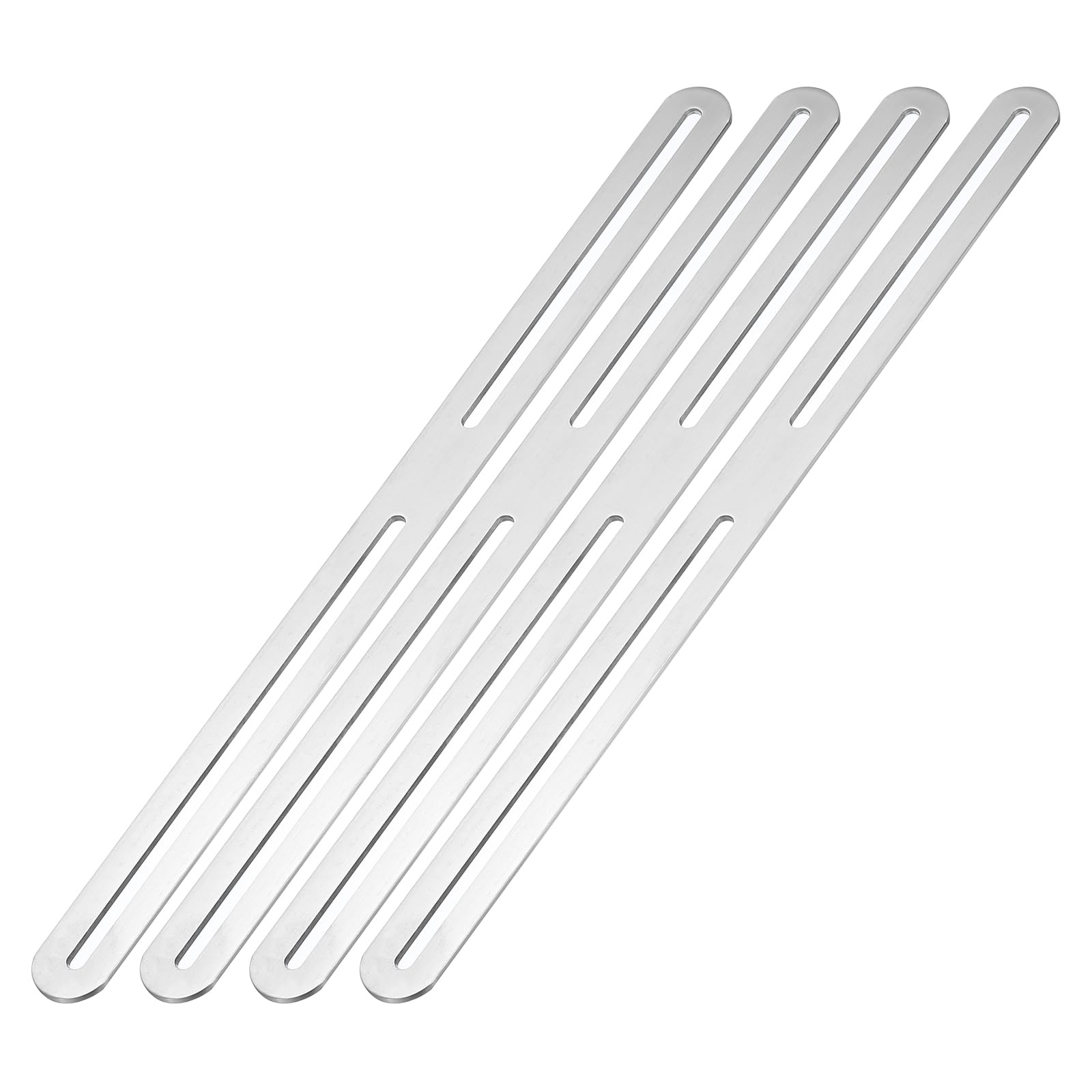 PATIKIL 14 1/5" Adjustable Flat Mending Plate with Slot, 4 Pcs Slidable Slotted Flat Straight Mending Plate Support Brace Brackets for Wood Furniture, Silver