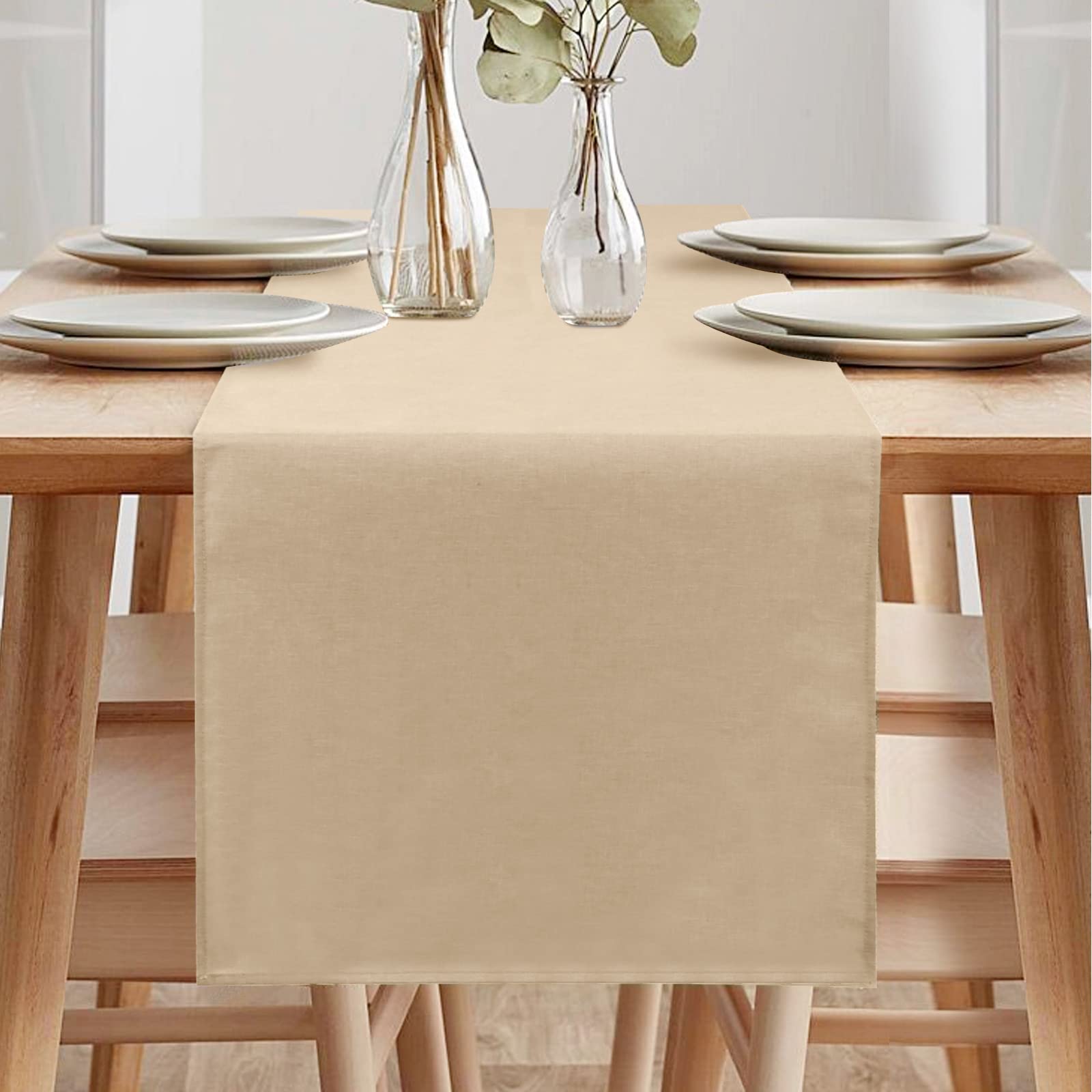 Modern Decorative Waterproof Table Runner for Kitchen Dining Room Party (40x240 cm, Beige)
