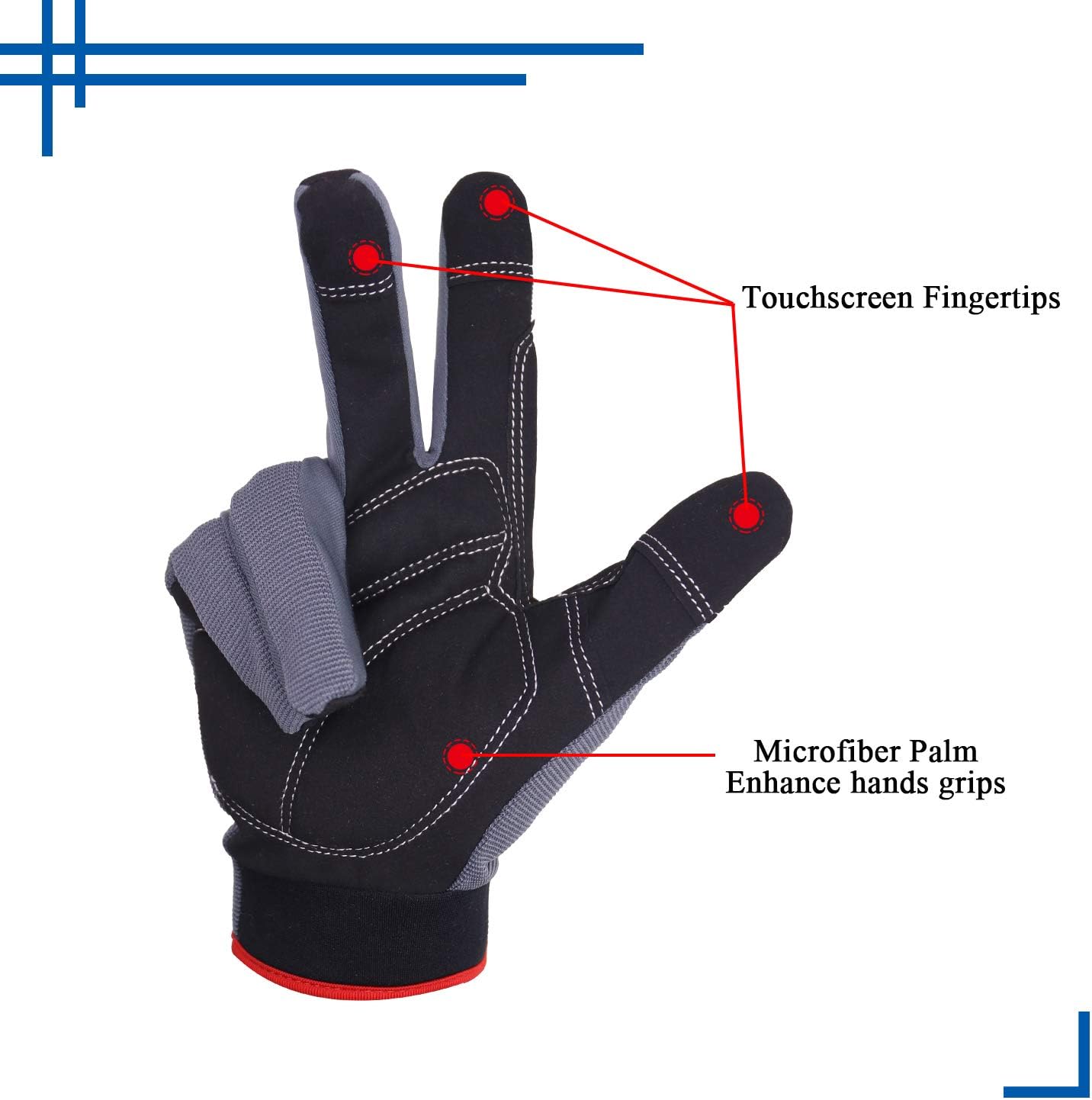 HLDD HANDLANDY Mens Firm Grip General Utility Light Work Gloves, Mechanic Gloves Touchscreen for Men Light Duty Safety Work Glove - Image 5