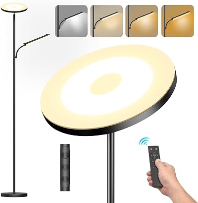 LUCKEA LED Uplighter Floor Lamp 2700K-6500K Remote Touch 42W