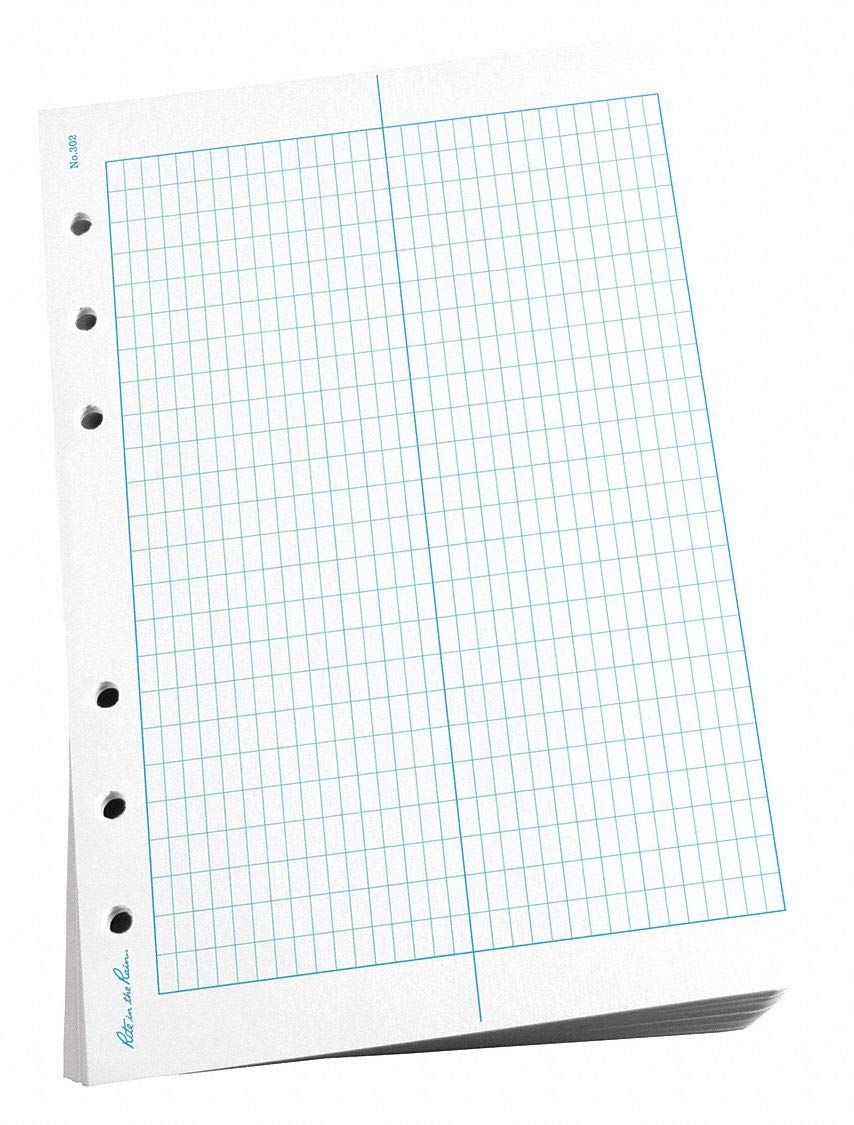 Rite in the Rain Weatherproof Loose Leaf Paper, 4.625" x 7", 32# White, Transit Pattern, 100 Sheet Pack (No. 302)