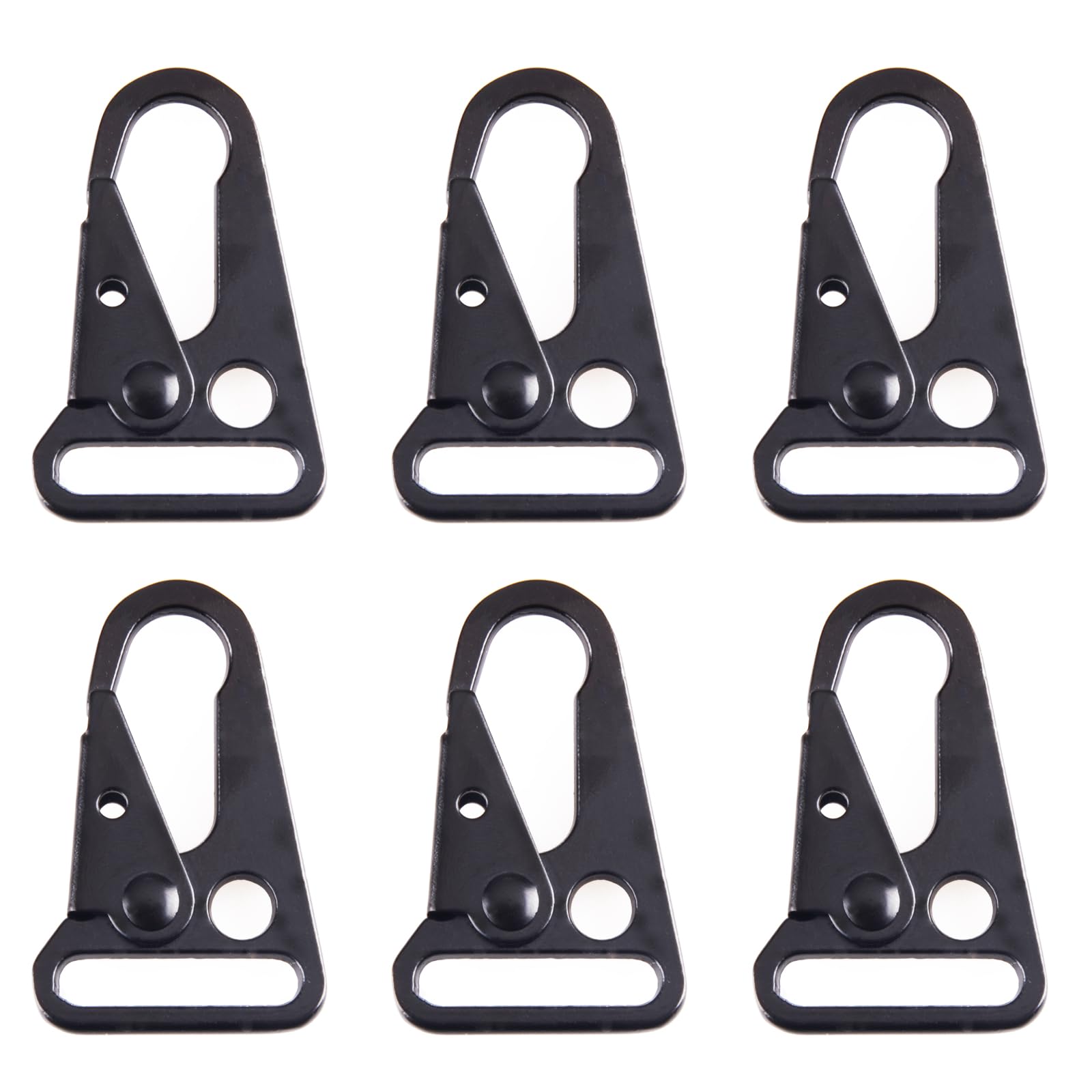 TRIWONDER Tactical Gear Clips Metal Sling Clips Carabiner Enlarged Mouth Keyring Buckle for Paracord, Molle Strap, Belt, Outdoor Activities, Daily Use (Black - 2.5cm - 6 Pcs)