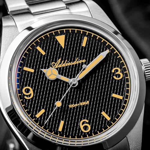 ADDIESDIVE Quartz Watch for Men 36 MM Analog VH31 Mech-Quartz Movement K1 Mineral Conves Crystal Waterproof 100 M AD2030