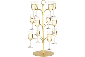 ALIMOTA Cocktail Tree Stand for Drinks Champagne Tower Wine Glasses Holder, 3 Tier 12 Holders, Bar Home Drinks Tree Display S