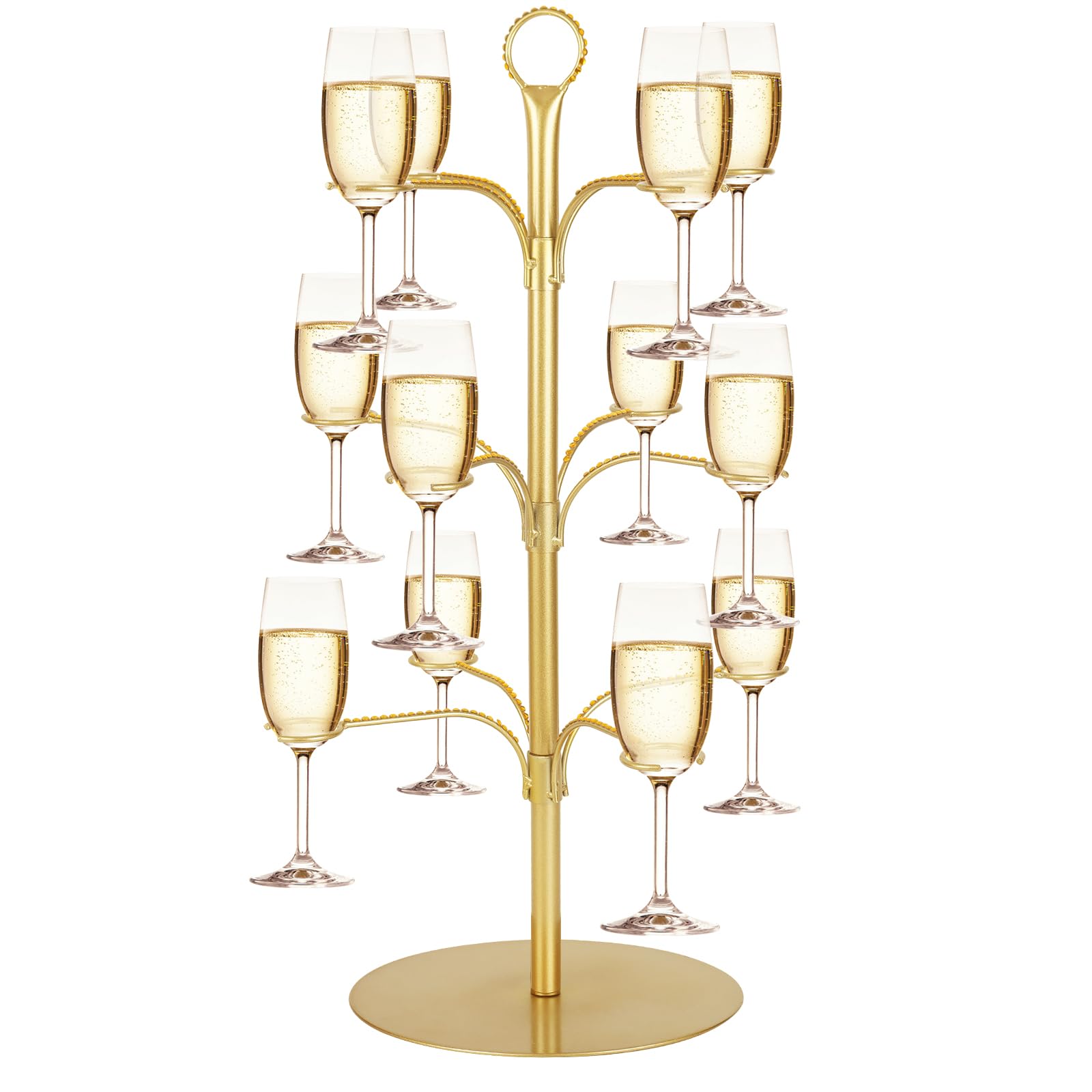 Photo 1 of ALIMOTA Cocktail Tree Stand for Drinks Champagne Tower Wine Glasses Holder, 3 Tier 12 Holders, Bar Home Drinks Tree Display Suitable for Gin, Cocktails, Champagne, Wine
