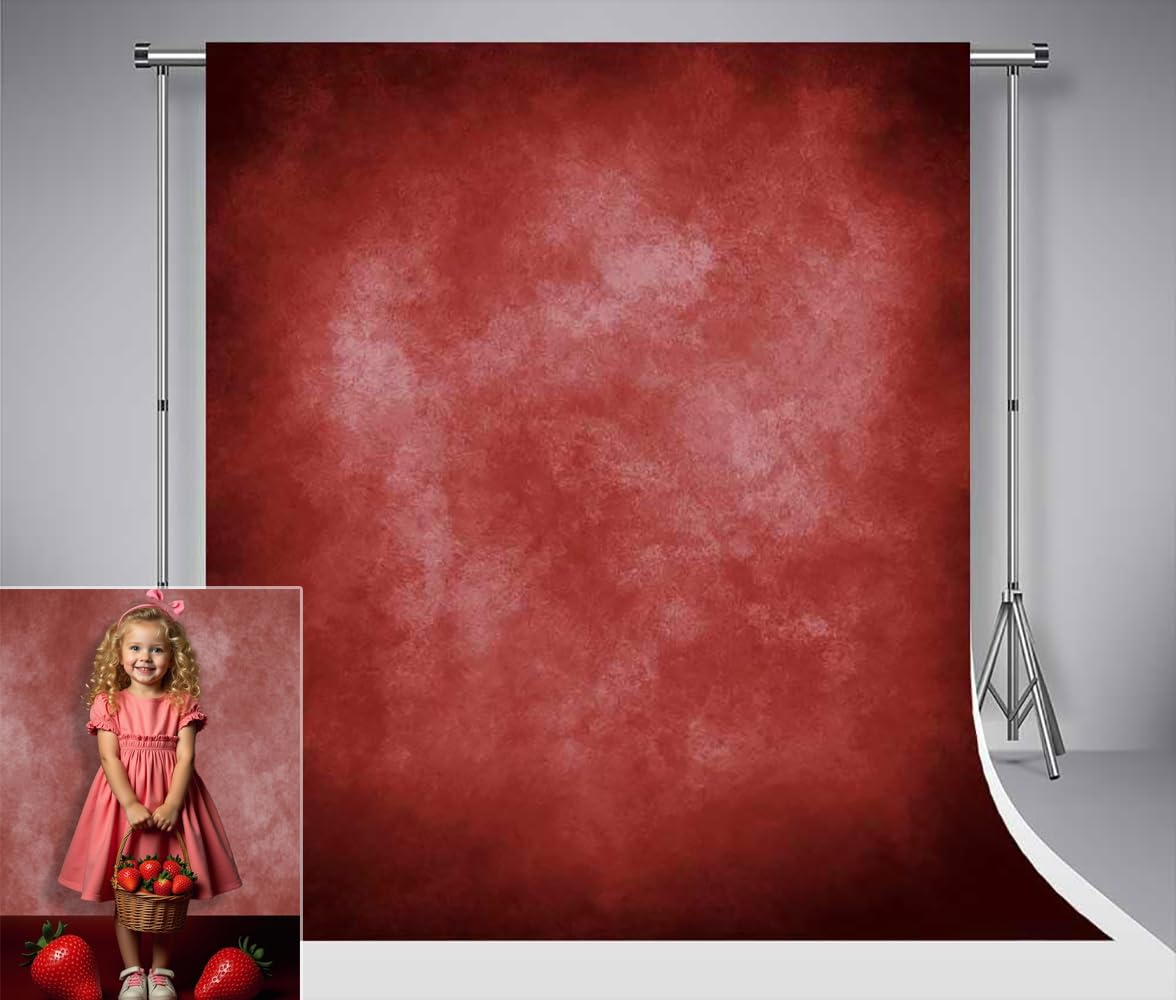 Kate Backdrops 1.5x2.2m Classic Red Texture Christmas Photo Backgrounds Microfiber Retro Abstract Crimson Gradient Photography Backdrops Portrait Props for Photographyer