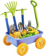 Delex Pull Along Kids Wagon Wheelbarrow Gardening Beach Play Set 10 Accessories view 1