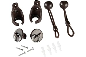 GABEARLY Bungee Kit and End Cap Coolaroo Replacement Parts Roller Shades Outdoor/Indoor Roller Up Blinds Shade Tie Downs(Bungee kit and Pull Ring end caps, 1 Pack, Brown)