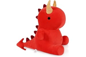 Ditucu Cute Dinosaur Plush Dragon Stuffed Animals Toys Dolls Soft Dino Plushie Birthday Gifts for Kids Girls Boys Red 12 inch