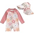 Aiwpstoin Infant Baby Boy Girl Swimsuit One Piece Long Sleeve Zipper Bathing Suit Toddler Rash Guard Kids Swimwear with Hat