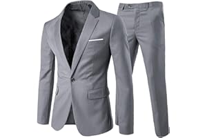 Cloudstyle Men's 2-Piece Suits Slim Fit 1 Button Dress Suit Jacket Blazer & Pants Set