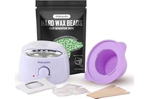 MAKUPALA Waxing Kit for Women, Home Wax Warmer Machine for Hair Removal with 454g Unscented Waxing Beads & Large Silicone Bowl, Hard Wax Pot for Coarse Hair Sensitive Skin, Brazilian, Bikini, Facial, Underarm