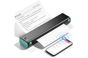 Itari Portable Printers Wireless for Travel - M08F Wireless Bluetooth Tattoo Stencil Printer Compatible with Tablet, Phone & Laptop, Inkless Thermal Mobile Printer for Vehicle, Home, School, Black