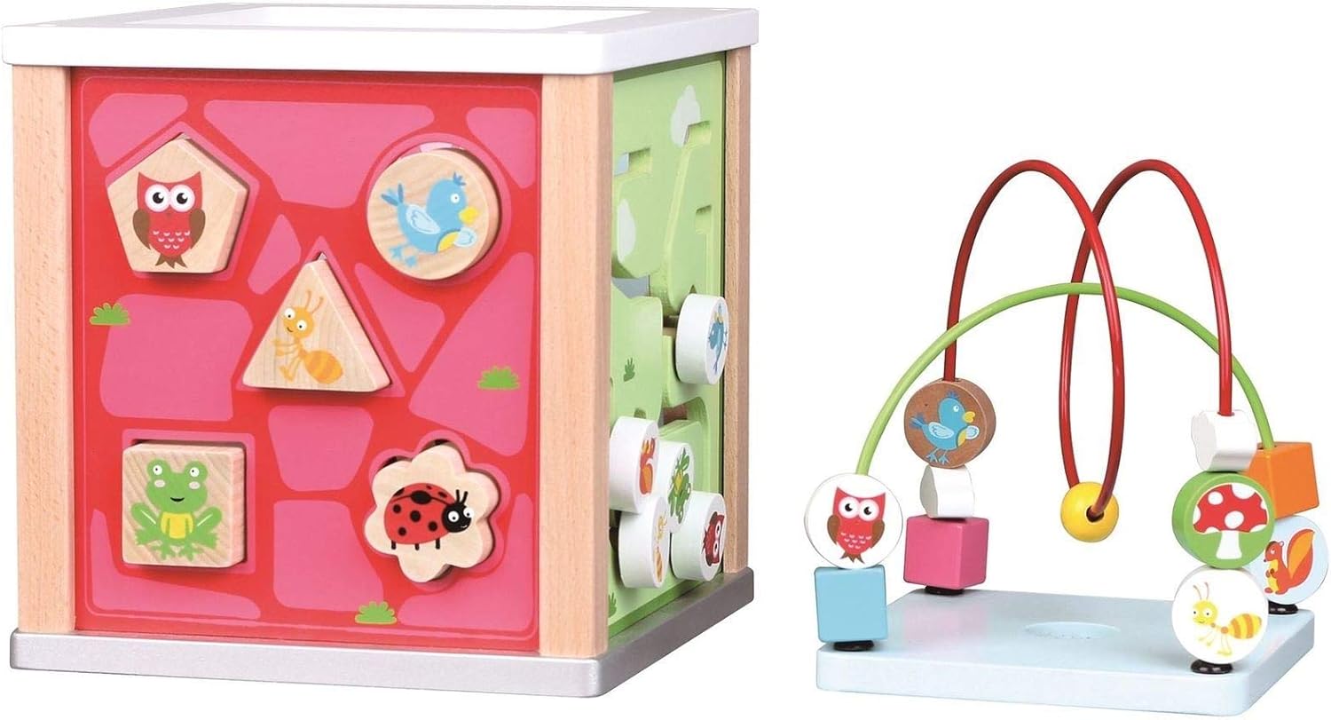 lelin wooden activity cube