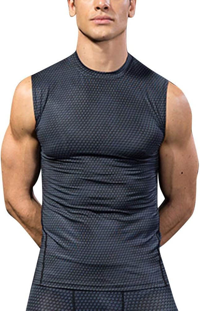 Mens Compression, Base Layer, Tops Sleeveless, Gym, Running, Sports