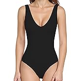 Veugol Women's Deep V Neck Sleeveless Bodysuits Sexy Backless Body Suits Tank Top for Womens Basic Going Out Leotard