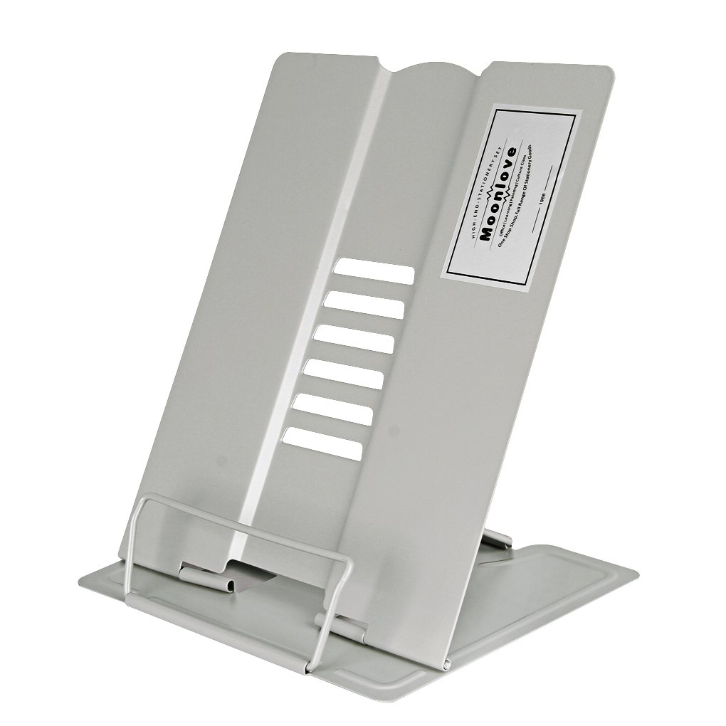 Metal Book Holder Reading Book Stand Bookrest Document Copy Holder Adjustable Portable Book Holder Support Myopia Prevention Display Tray Paper Clips-Cookbook Stand