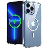 Jasilon [Anti-Yellowing] Magnetic Clear Case for iPhone 13 Pro Max Case 6.7 [Compatible with MagSafe Charger&Battery] [Milita