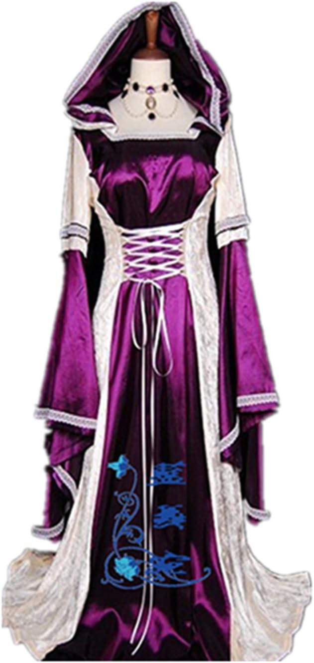 Baju Adult Purple Velvet Lolita Gothic Renaissance Hooded Medieval Mythic Dress