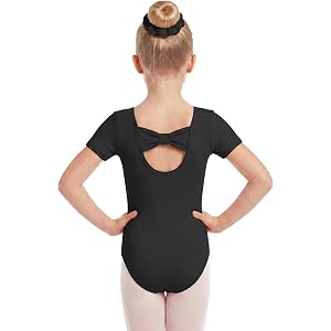 PATPAT Leotards for Girls Dance Leotard with Hair Scrunchie 3-9 Years | Ballet Leotards for Girls, Short Sleeve, Bow Back, Da