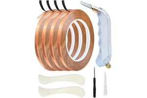 Pasuihcay Glass Cutter for Stained Glass, 3/16 Inch for Stained Glass and Crafts, 4 Rolls 36 Yards Black Lined Copper Foil Ta