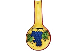 ACK Ceramic Spoon Rest (Sonoma Grape), Cooking Spoon Holder for Kitchen Counter, Utensil Rest for Spoon, Ladle, Spatula, Kitchen Décor