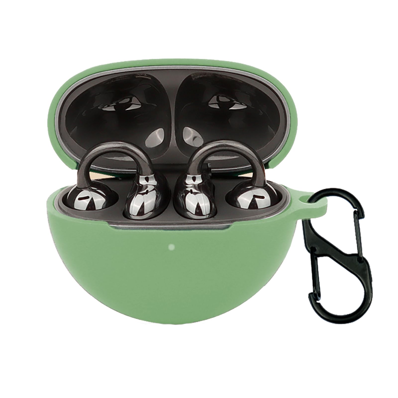 Case for HUAWEI FreeClip with Carabiner,Anti-Scratch Premium Soft Silicone Full Protective Case,Shockproof Ultra Slim Headphone Protective Case for HUAWEI FreeClip,Green