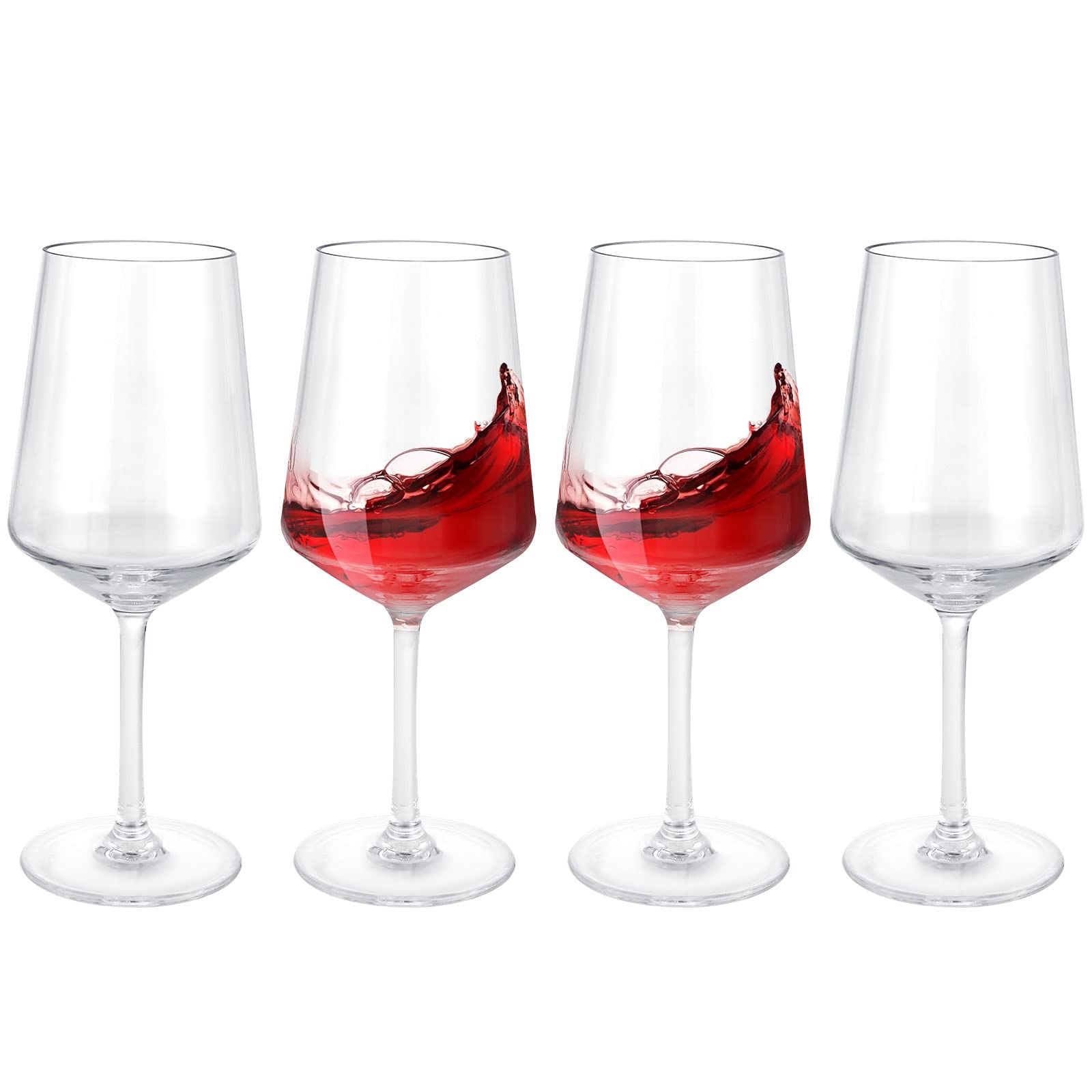 JMIATRY Large Plastic Wine Glasses Set of 4, 580ml/20oz Plastic Red Wine Glasses Reusable, Unbreakable Long Stemmed Plastics Wines Glass for Wedding, Christmas, Picnics, Camping, Hot Tubs and Pools