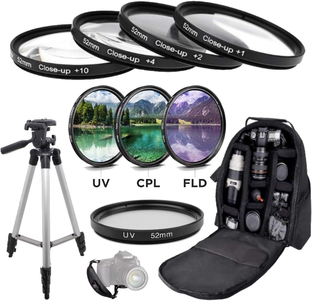 11 Piece 52mm Ultimate Accessory Package for Nikon D3100 D3200 D3300 D3400 D3500 D5100 D5200 D5300 D5500 D5600 Df DSLR Cameras Which Have Any Lens with 52mm Filter Thread