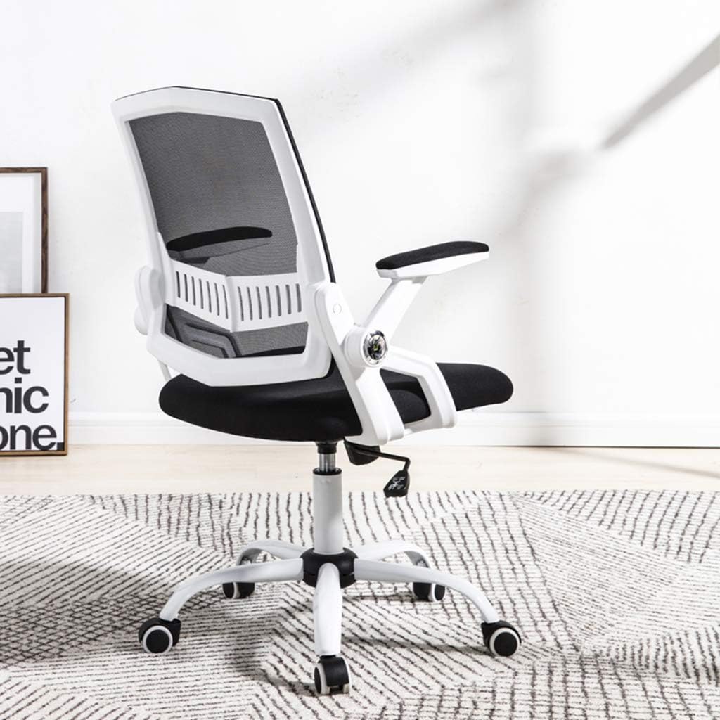 XXQ Office Chair Ergonomic, Mesh Desk Chair Adjustable Headrest Home Office Chair with Tilt Function and Position Lock,White