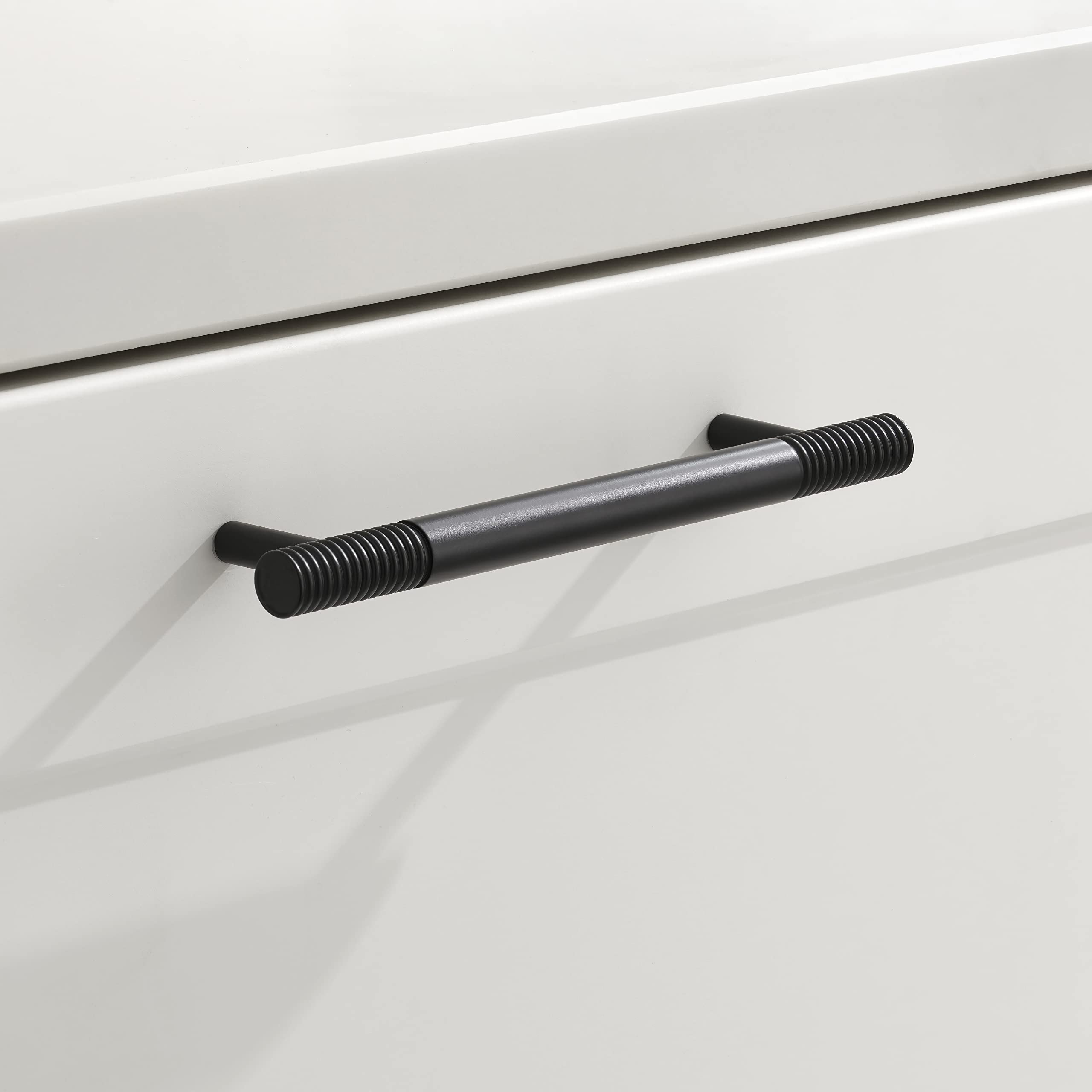 Pushka Home LTD Modern Contemporary Beehive Black Cabinet Pull Handles for Door, Cupboards and Drawers (224mm Hole Centre)