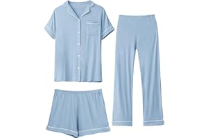 Rnxrbb 3 PCS Women Maternity Pajamas Set Nursing Postpartum Breastfeeding Pjs Sleepwear Lounger Clothes Button Down