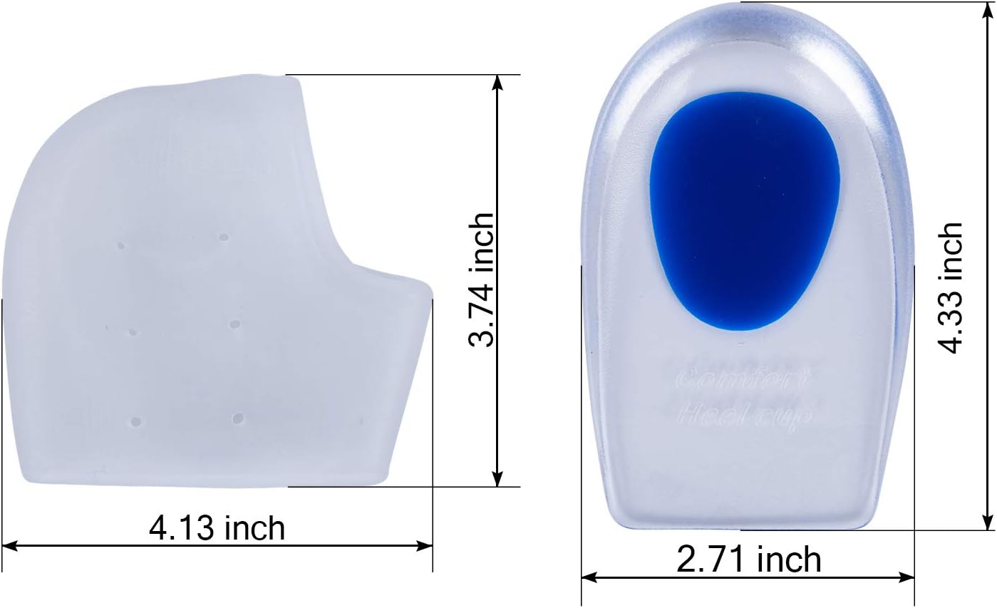 4 Pairs Heel Cups Plantar Fasciitis Inserts Pads, Gel Heel Protectors for Heel Pain, Silicone Heel Cushion and Cups, Pad for Plantar Fasciitis for Women & Men: Health & Personal Care