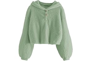 GAMISOTE Kids Girl's Fuzzy Hoodies Warm Loose Button Down Pullover Sherpa Jacket Top