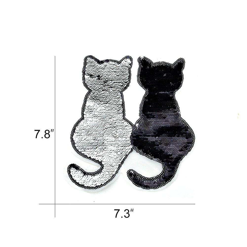 2 Pcs DIY Clothes Patch Stickers Cartoon Pattern Applique Glitter Sequin Iron On Or Sew On Patches for T-Shirt Jeans Skirt Vests Scarf Hat Bag Decor