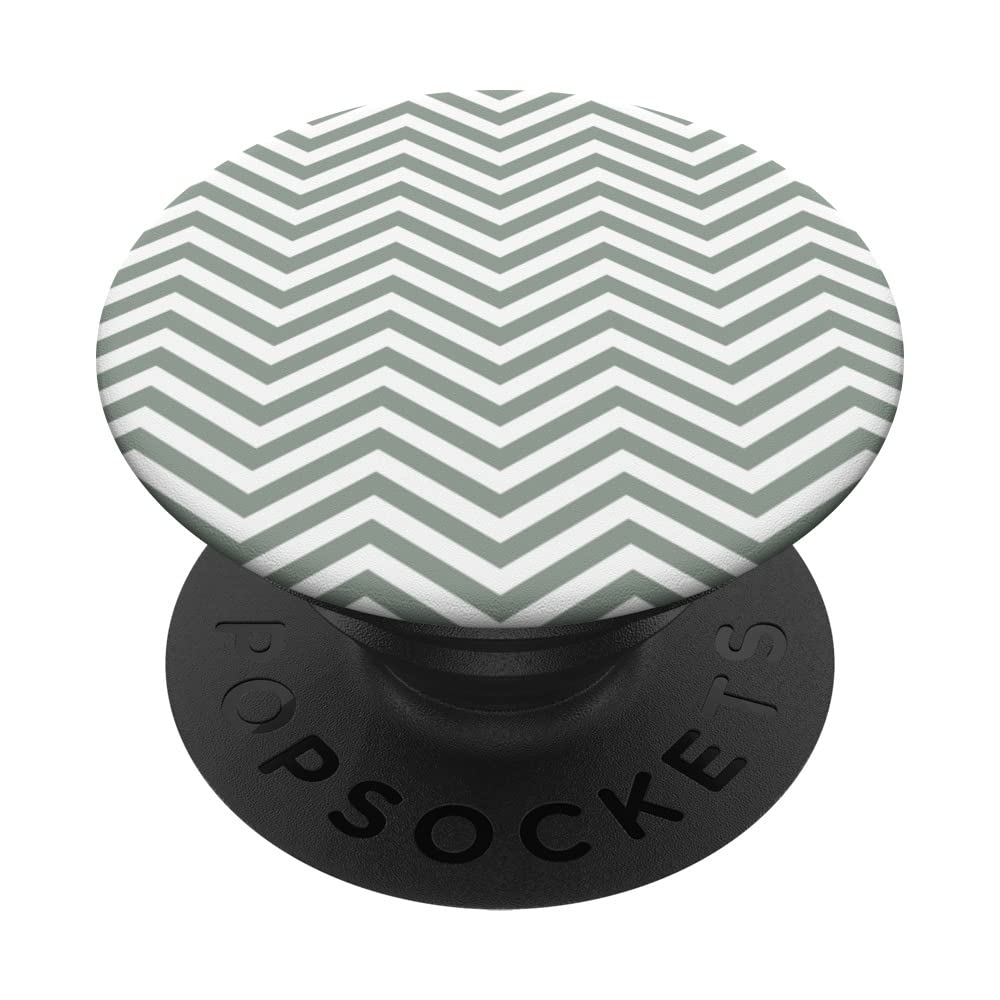 Thin Chevron Zig Zag Geometric Stripes Sage Teal Grey White PopSockets Swappable PopGrip