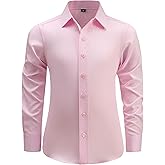 Todbiccz Boys Button Down Shirt, Long Sleeve Dress Shirts, 4-Way Stretch, Wrinkle-Free, Formal School Uniform