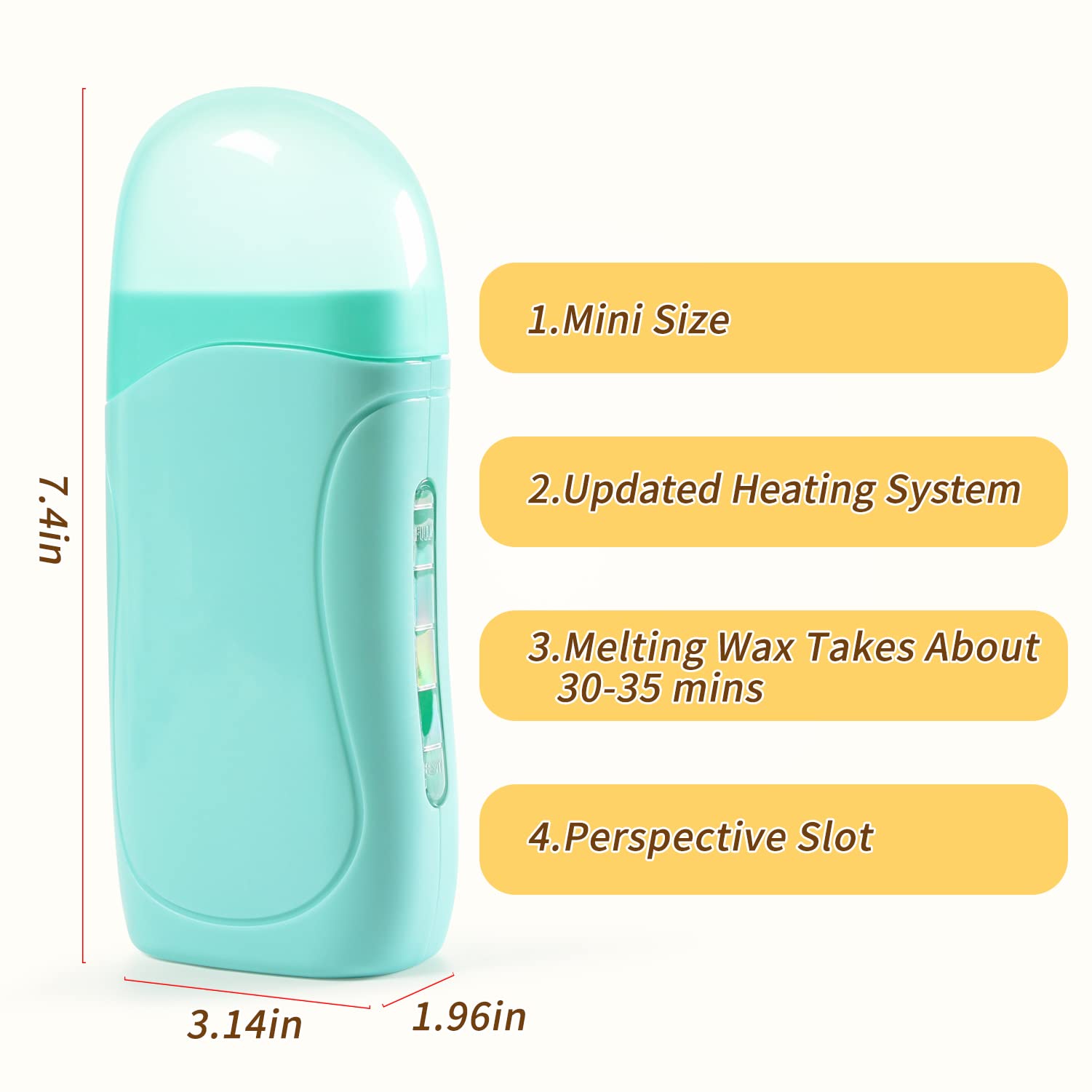 Honey Roll on Waxing Kit Hair Removal Warmer With 2 Cartridges - Depilatory Roller Refill for Legs, Arms and Underarm