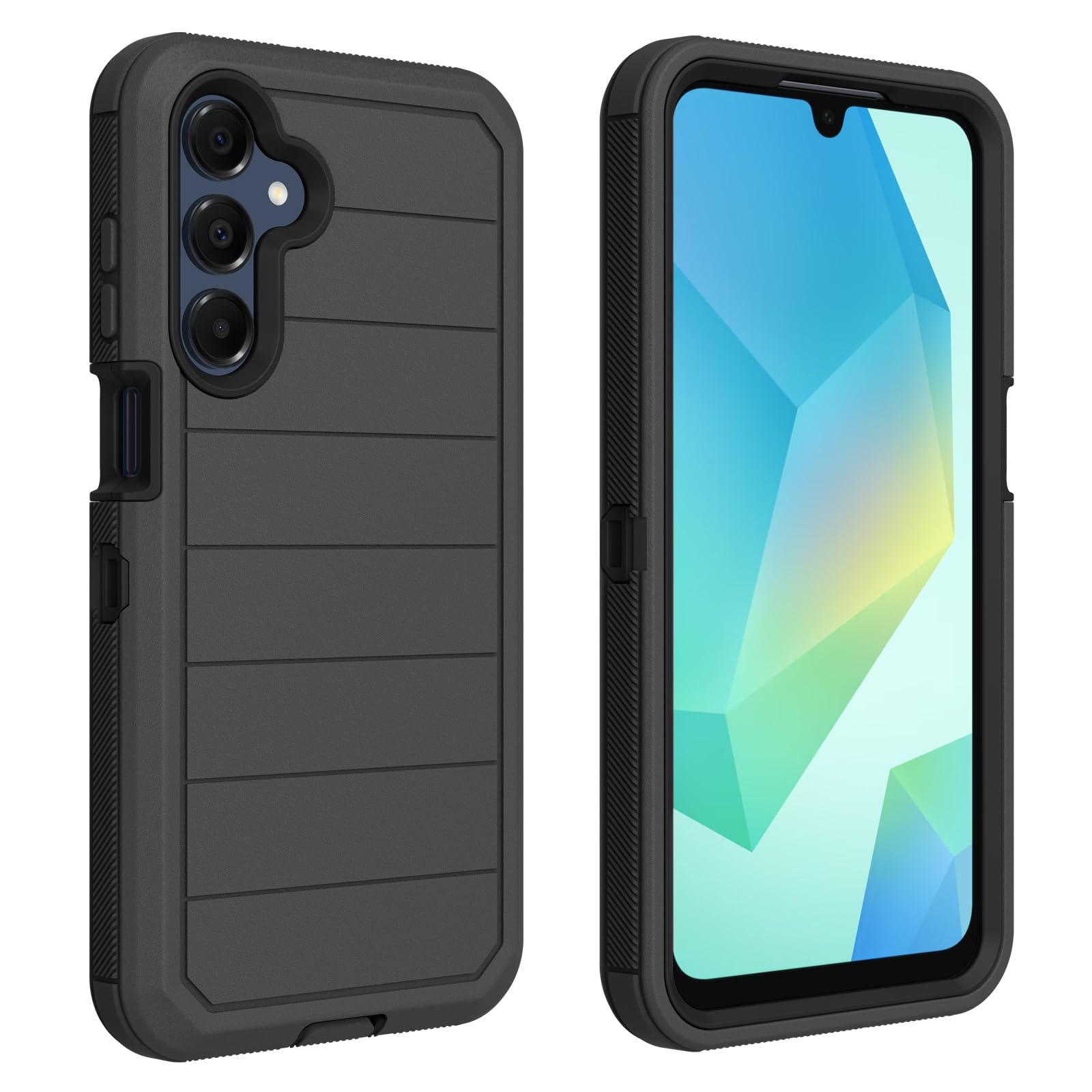 AZSXLG for Samsung Galaxy A16 5G Case, Defender Case Heavy Duty Shockproof Dustproof 3 in 1 Rugged Protective Phone Cover for Samsung Galaxy A16 5G (Black, A16)