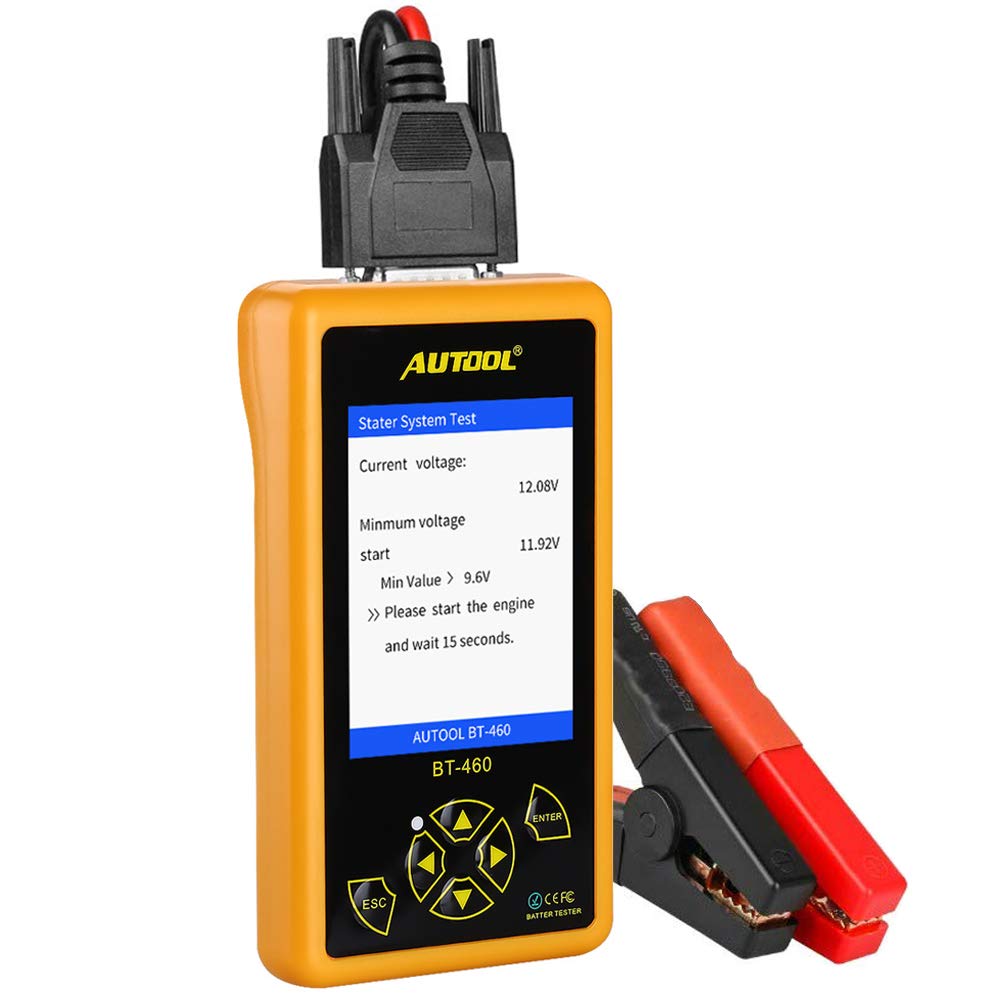 WonVon BT460 BT460 Car Tester Analyzer with Automotive, Cranking, Charging, Maximum Load Test Function and 4'' LCD Display,Portable,for 12V/24V Vehicles Lead Acid & Lithium Battery