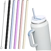 Diumepo Silicone Straws Reusable for Stanley 64 oz Tumbler, 12.2‘’ Long Rubber Replacement Straw for Simple Modern 50 oz/40 oz Tumbler