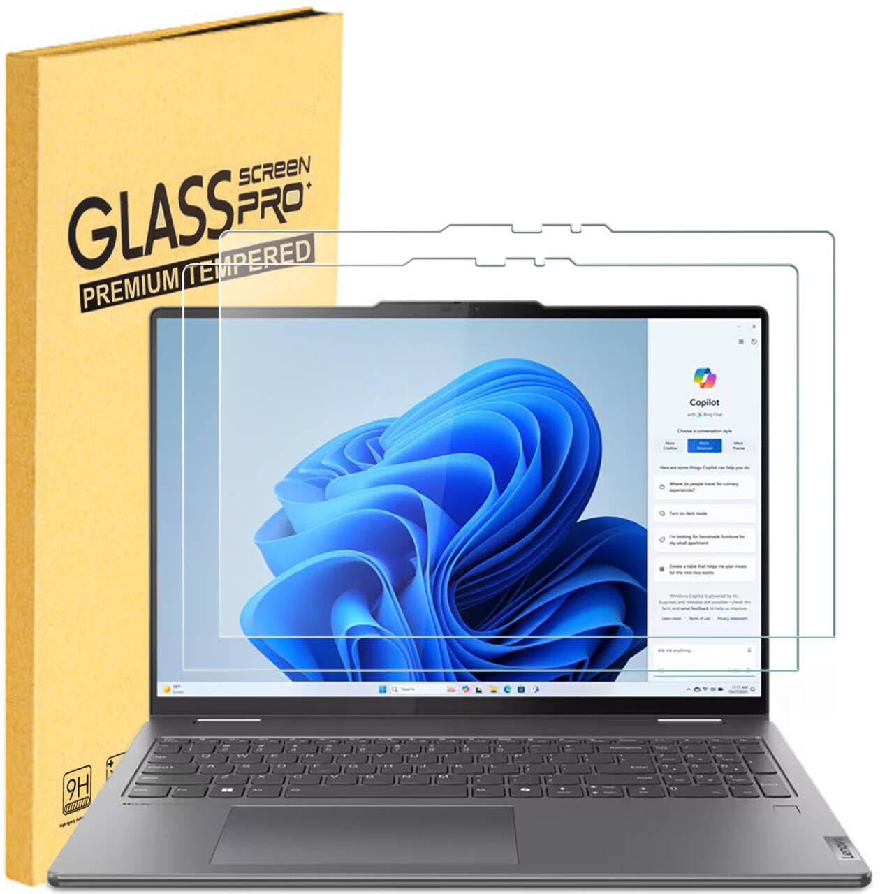 Photo 1 of 2 Pack Tempered Glass Screen Protector for Lenovo IdeaPad 5/5i 2-in-1 (16?, Gen 10 16AKP10 16IAL10) 16 inch Laptop 9H Scratch Resistant Anti-Shatter Film Anti-Fingerprint
