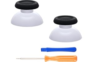 eXtremeRate Solid White & Black Replacement Thumbsticks for PS5 Controller, Custom Dual Color Analog Stick Joystick Compatibl