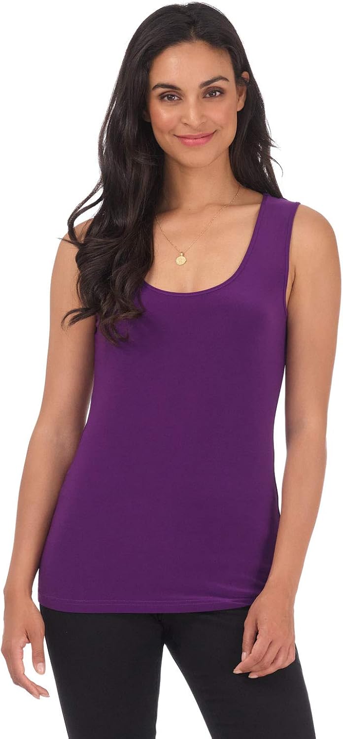 Rekucci Women's Ease into Comfort Essential Soft Knit Scoop Neck Sleeveless Top