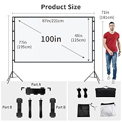 TOWOND Projector Screen with Stand, 100 inch