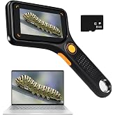 Handheld Digital Microscope Autofocus Magnifying Glass with 3" IPS Screen and LED Illumination, Portable Magnifier USB Microscope with 8GB TF Card for Photo Video Records, Compatible with Mac/Windows