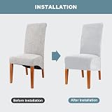 CMAKER Velvet Dining Chair Covers Set of 2 Light Gray Large Back High Back view 6